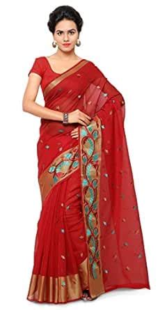 Buy Rajnandini Cotton Saree (Joplsrs1083D_Red) at Amazon.in