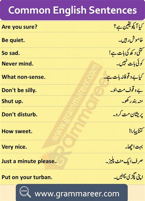 English to Urdu Sentences PDF, Spoken English Course in Urdu, Basic ...