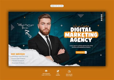 Digital marketing agency and corporate web banner template | Free PSD