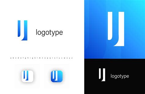 Minimalist monogram letter J logo with angular cutout style and negative space effect, logo kit ...