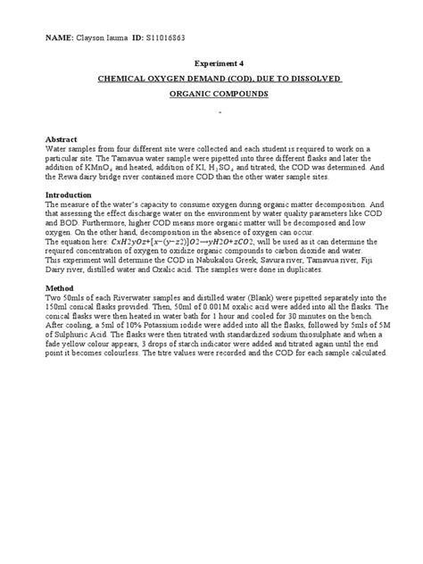 Image result for Cod Lab Experiment Formula