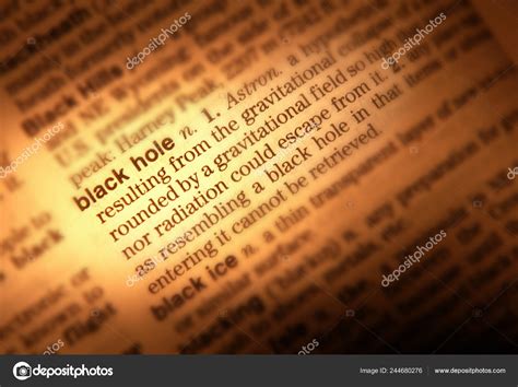Close Dictionary Page Showing Definition Word Black Hole — Stock Photo ...