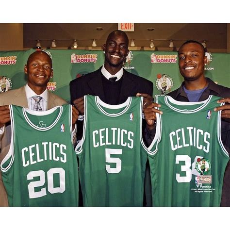 Kevin Garnett Paul Pierce & Ray Allen Boston Celtics Unsigned Hardwood ...