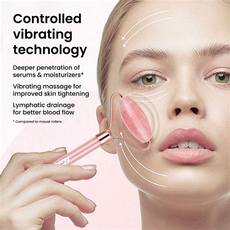 AGARO 3-In-1 Electric Rose Quartz Face Roller, Facial Roller Kit for ...