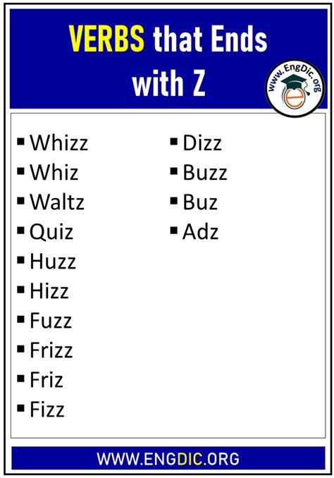 100+ Verbs that End with Z (Complete List) - EngDic