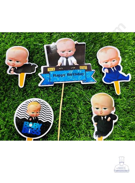 Cake Decor™ 5 pcs Happy Birthday Boss Baby Cartoon Theme Paper Topper ...