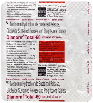 Dianorm Total 60 Tablet 15 - Uses, Side Effects, Dosage, Price | Truemeds