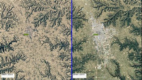 1990到2018年，卫星地图看发展-甘肃省，地形限制了兰州的规模_哔哩哔哩 (゜-゜)つロ 干杯~-bilibili