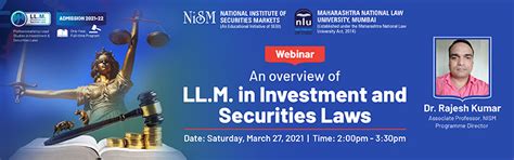 Webinar on “An overview of LL.M. in Investment and Securities Laws ...