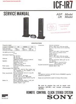 Sony ICF-IR7 Service Manual PDF Free Download