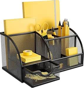 Homaxa Desk Organizer 7 Compartment Metal Mesh Stationary Holder For ...