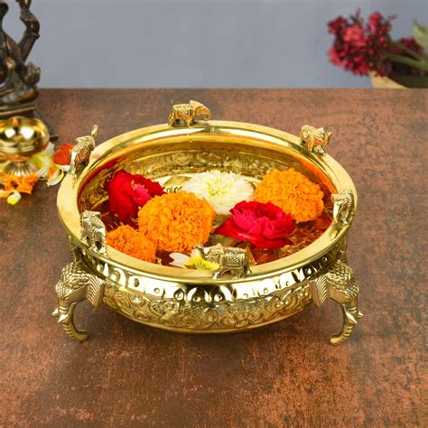 Buy StyleMyWay Handcrafted Elephant Design Decorative Brass Urli ...