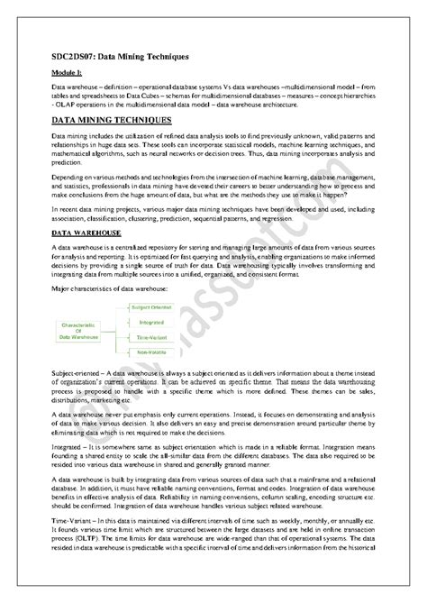 DAT Mining Module 1 - Notes - SDC2DS07: Data Mining Techniques Module I ...