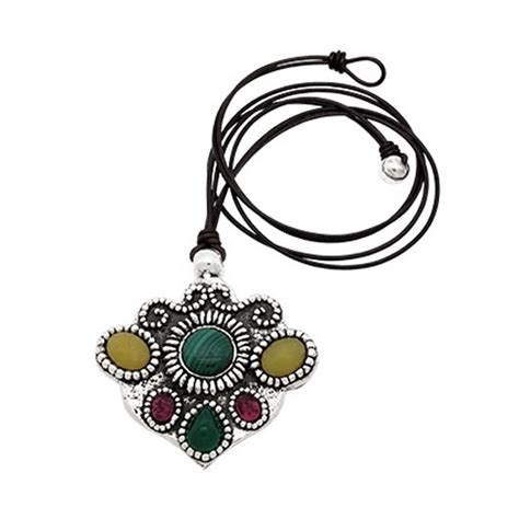 Colgante grande de Plata Pura con piedras naturales, diseño boho