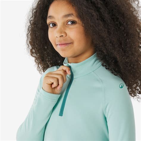 Kids’ thermal ski base layer, BL 500 half-zip - Turquoise WEDZE | Decathlon