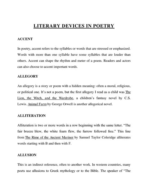 SOLUTION: Literary devices in poetry - Studypool