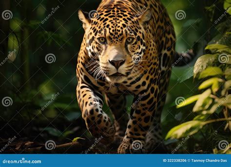 A Jaguar Prowling through the Amazon Rainforest. Fierce Jaguars Prowling through the Dense ...