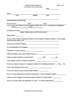 Fillable Online Client Intake Form - Rob Womack, M.Div; MA Fax Email ...