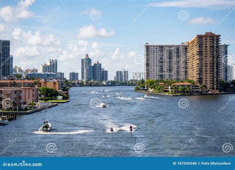 Wave Runners and Boats in the Intracoastal Waterway Miami FL USA ...