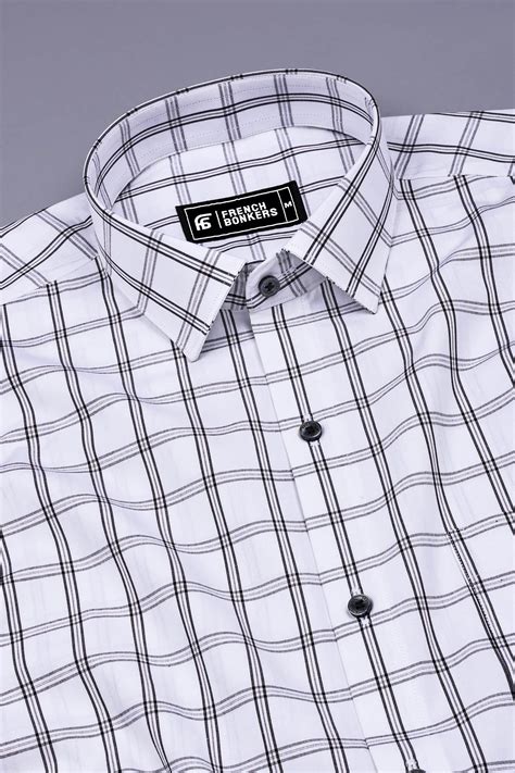 White with Black Windowpane Check Shirt