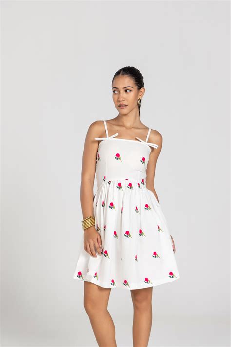 Parrot Peony Mini Dress With Bow – Past Modern