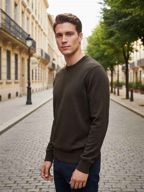 *Celio Men Brown Solid Regular Fit Cotton Sweaters