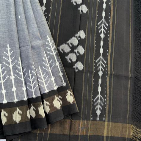 Three seasons in Telangana handwoven double Ikat mercerised cotton with ...