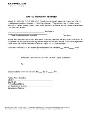 Fillable Online LIMITED POWER OF ATTORNEY FOR - Sign in Dealer Portal ...
