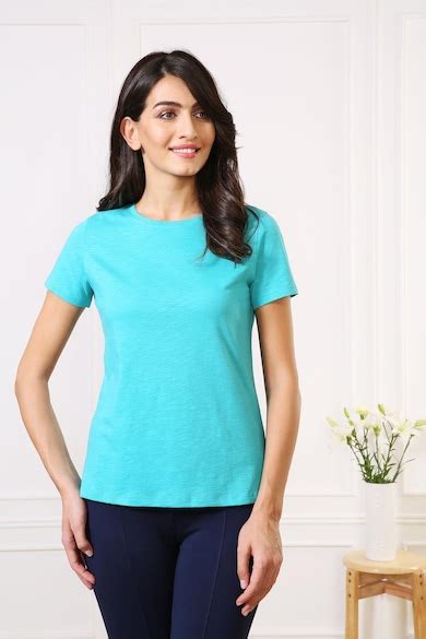 Buy Women Peacock Blue Round Neck Online - 364801 | Van Heusen
