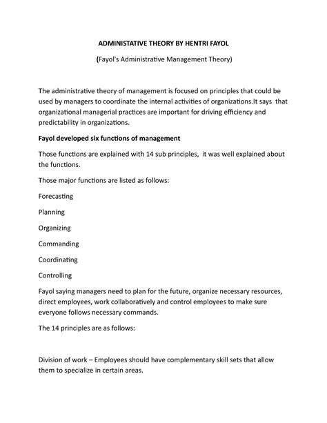 Administative Theory OF Fayol-WPS Office - ADMINISTATIVE THEORY BY ...