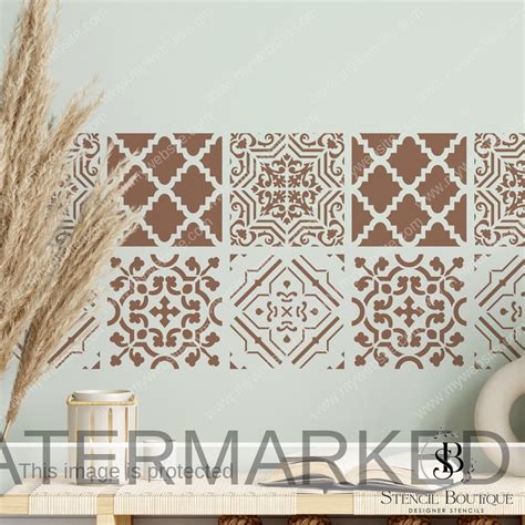 Abbi Allover Tile Stencil - Stencil Boutique