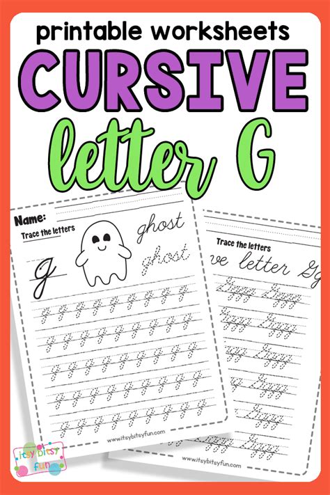 Cursive Letter G Worksheets - Itsy Bitsy Fun