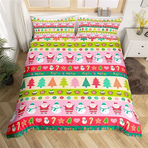 Amazon.com: Cartoon Christmas Bedding Set for Kids Boys Girls Santa ...