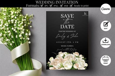 Save the Date Wedding Invite Template Graphic by kkdigitalprints ...