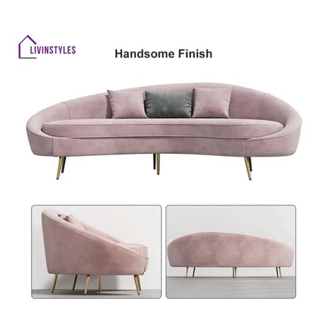Amaya Pink Velvet Curved Sofa 3 Seater Sofa – LivIn Styles