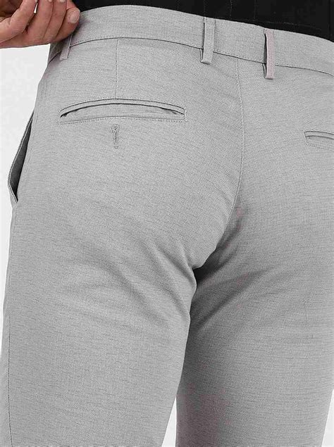 Greenfibre Super Slim Fit Casual Trouser for Men | Light Grey 100% ...