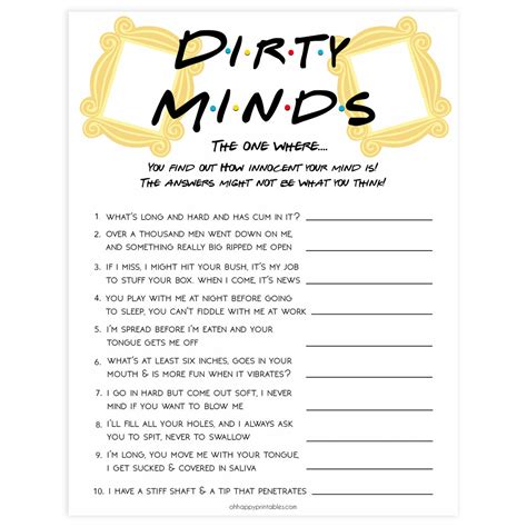Dirty Minds Bachelorette Game | Friends Bachelorette Games ...