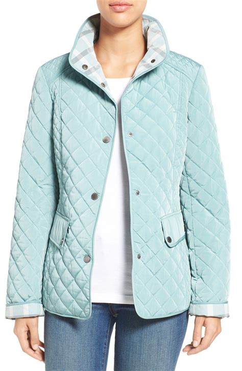 Gallery Plaid Trim Quilted Barn Jacket (Regular & Petite) | Nordstrom ...