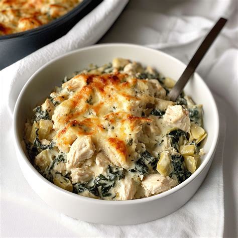 High-Protein Spinach and Artichoke Chicken Casserole - Clara quick dinners