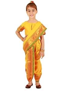 Buy Little Ginnie Ready to Wear Nauvari Kanjeevaram Saree for Girls ...