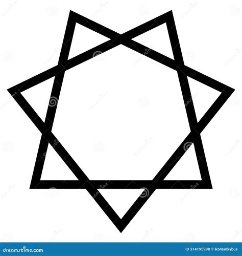 Heptagram Shape Symbol, Black And White Vector Silhouette Illustration ...