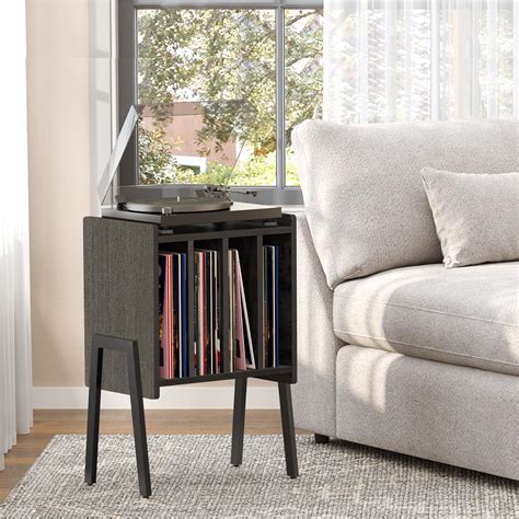 TUTOTAK Record Player Stand, Record Storage Table, End Table with Vinyl ...