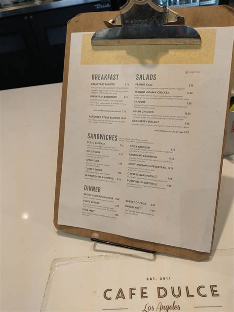 Menu at Cafe Dulce (USC Village), Los Angeles, McClintock Ave Ste 1420