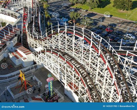 Aerial View Iconic Giant Dipper Roller Coaster in Belmont Park, San Diego, USA Editorial Image ...