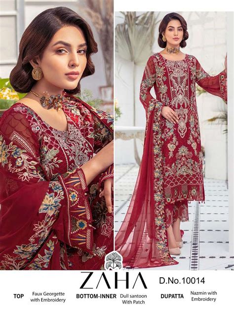 ZAHA RAMSHA VOL 2 PAKISTANI DRESS DESIGN IN EMBROIDERY - textiledeal.in