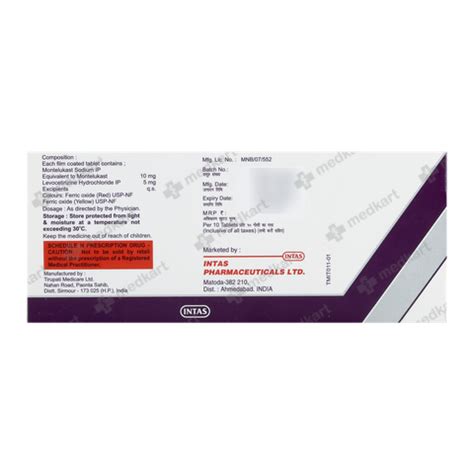 MONTINA L TABLET 10'S, Price, Composition & Generic Alternatives - Medkart