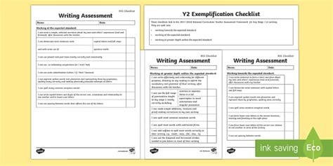 KS1 Writing Exemplification - I can statements Checklist - I can statements