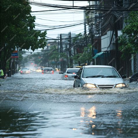 Heavy rainfall causing flash floods in urban areas | Premium AI ...
