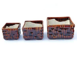 Viktaay Crafts India Ceramic Square Studio Pottery Multi Glazed Planter ...