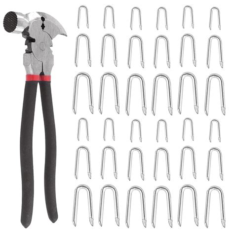 Glarks 151Pcs 3 Sizes Fence Staples Fencing Pliers with Hammerhead Set ...